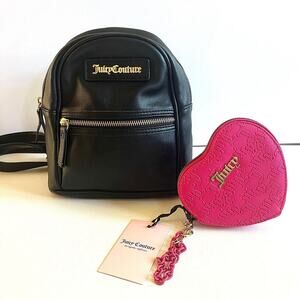 JUICY COUTURE Black Mini Backpack and Pink Heart Wallet Set